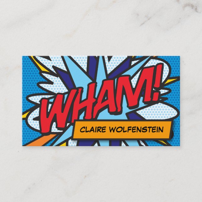 WHAM! Rollig Retro Serietidning Visitkort (Framsida)