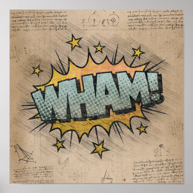 WHAM! Vintage Comic Book Steampunk Pop Art Poster (Framsidan)