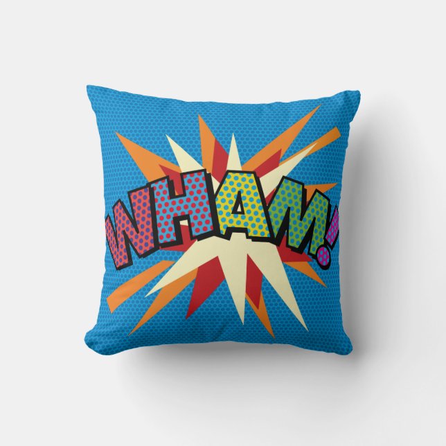 WHAM ZAP Rolig Modern Cool Tecknad Serie Popkonst Kudde (Framsida)