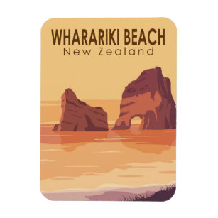 Wharariki Beach New Zealand Travel Vintage Art Magnet