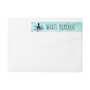 Whare Kracken Funny Nautical Pun Returadress Etikettband