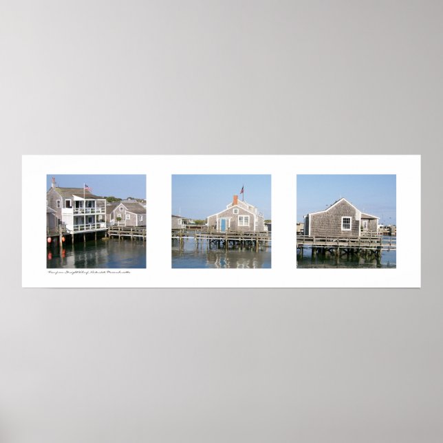 Wharf Scene Nantucket, Massachusetts Triptych Poster (Framsidan)
