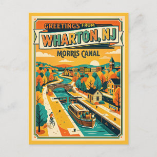 Wharton New Jersey Morris Canal Vintage Stil Vykort