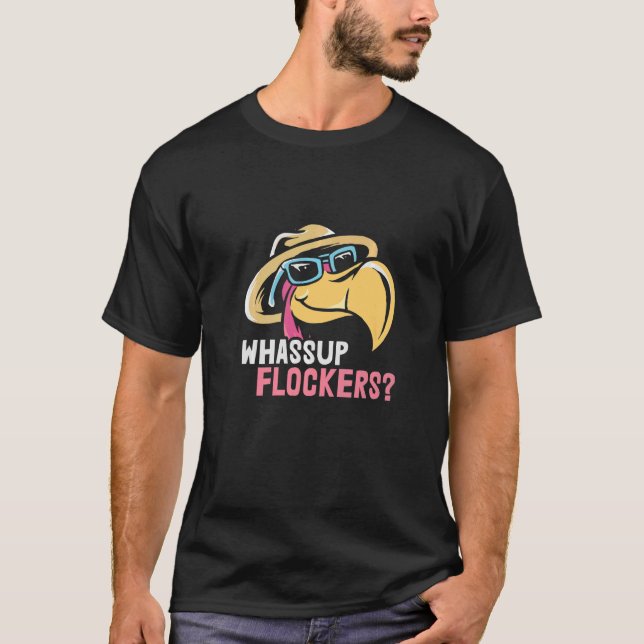 Whassup Flockers Flamingo What's Up T Shirt (Framsida)