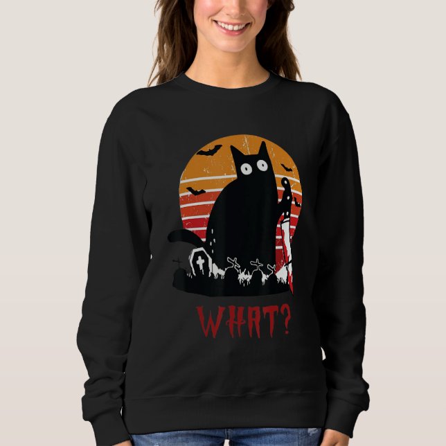 What a Black cat holding a knife Cat Tee (Framsida)
