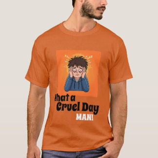 What a Cruel Day Man! Funny Stressed Cartoon Men's T Shirt