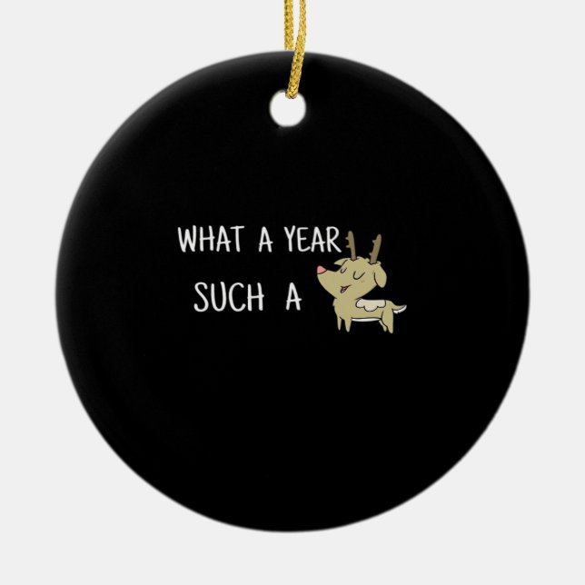 What A Fun Deer Moment Retro Style Julgransprydnad Keramik (Framsidan)