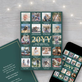 What a Year 18 Photo Collage and Captions Green Julkort