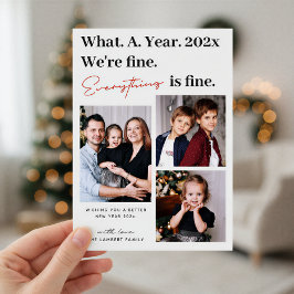 What A Year Allting är Bra Modern 3 Photo Julkort
