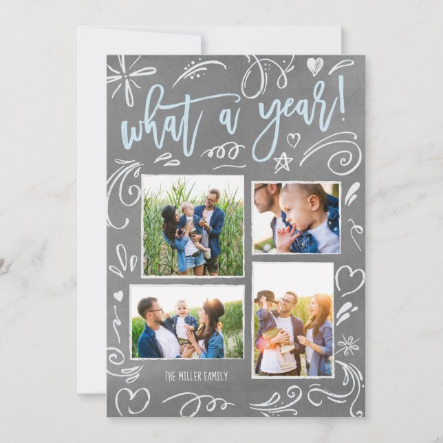 What A Year Doodles Collage 4 Foto Julkort (Framsida)