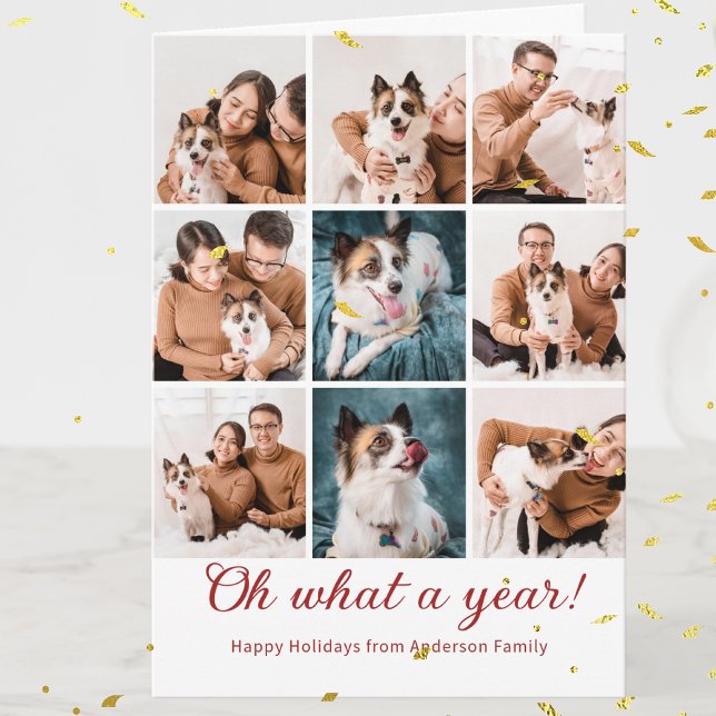 What A Year Review Christmas Family Photo Collage  Kort (Skapare uppladdad)