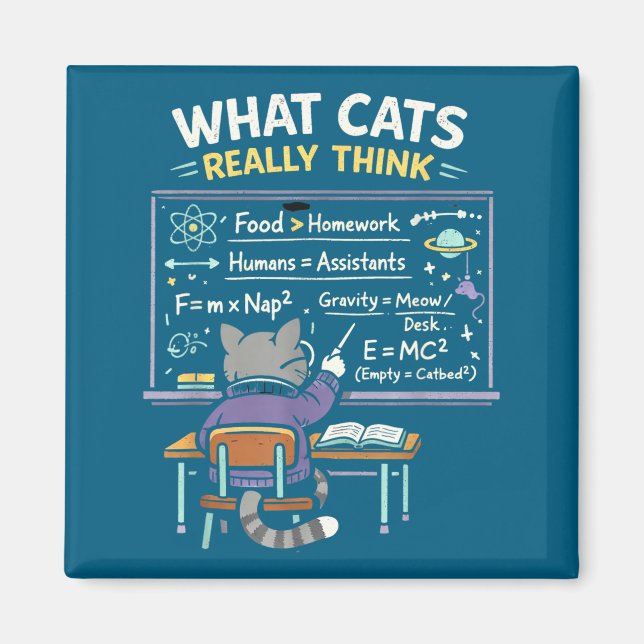 What Cats Really Think Physics Graphic Art Magnet (Framsidan)