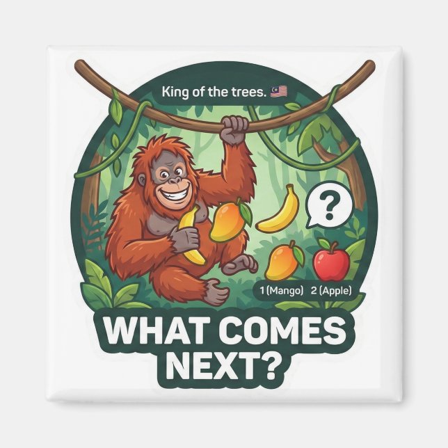What Comes Next? Orangutan Pattern Logic Game Magnet (Framsidan)