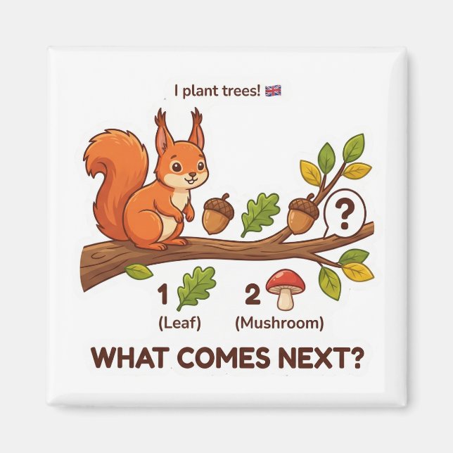 What Comes Next? Red Squirrel UK Pattern Logic  Magnet (Framsidan)