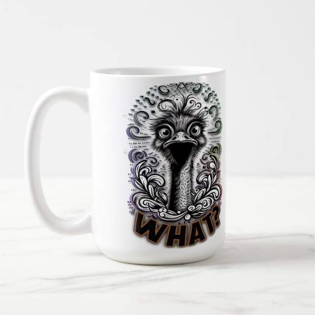 "What? Cute Ostrich" Mug Kaffemugg (Vänster)