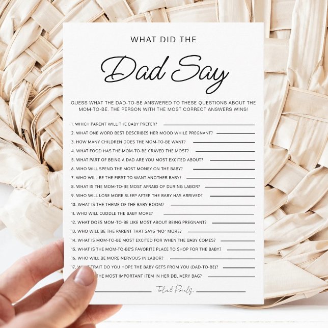 What Did The Dad Say Minimalist Baby Shower Games Inbjudningar (Skapare uppladdad)