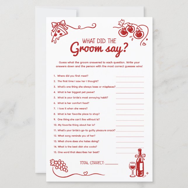 What Did The Groom Say Bridal Party Activity Card (Framsida)