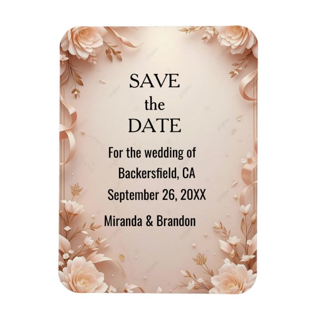 What flower wedding  invtation  magnet (Vertikal)