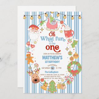 What fun to be One boy 1st birthday invite. Inbjudningar