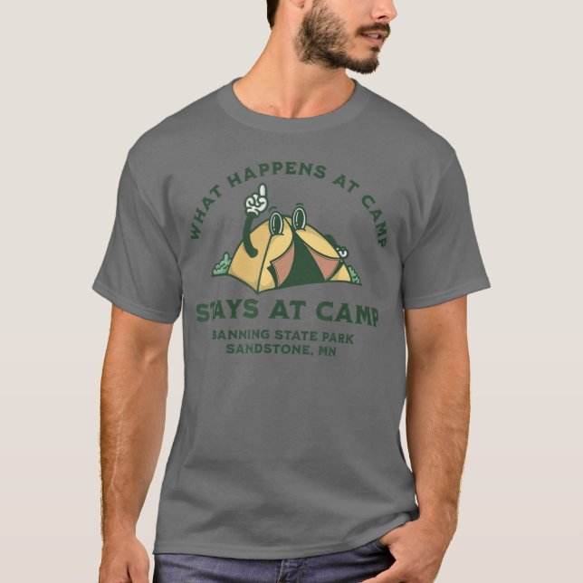 What Happens At Camp Banning State Park Sandstone  T Shirt (Framsida)