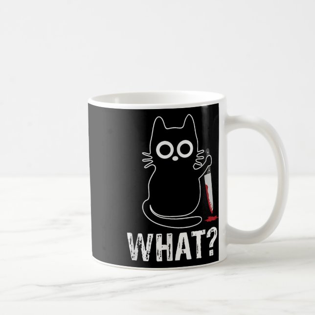 What_ - luddig katt med Knivar-grafik Kaffemugg (Höger)