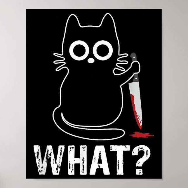 What_ - luddig katt med Knivar-grafik Poster (Framsidan)