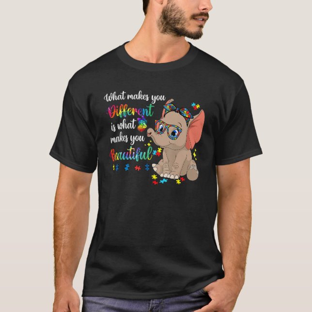 What Makes You Different Autism Awareness Kids Ele T Shirt (Framsida)