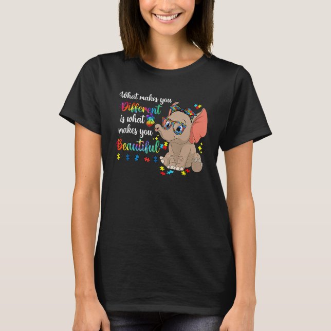 What Makes You Different Autism Awareness Kids Ele T Shirt (Framsida)
