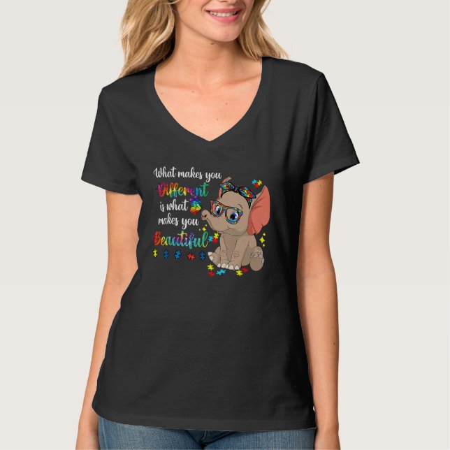 What Makes You Different Autism Awareness Kids Ele T Shirt (Framsida)