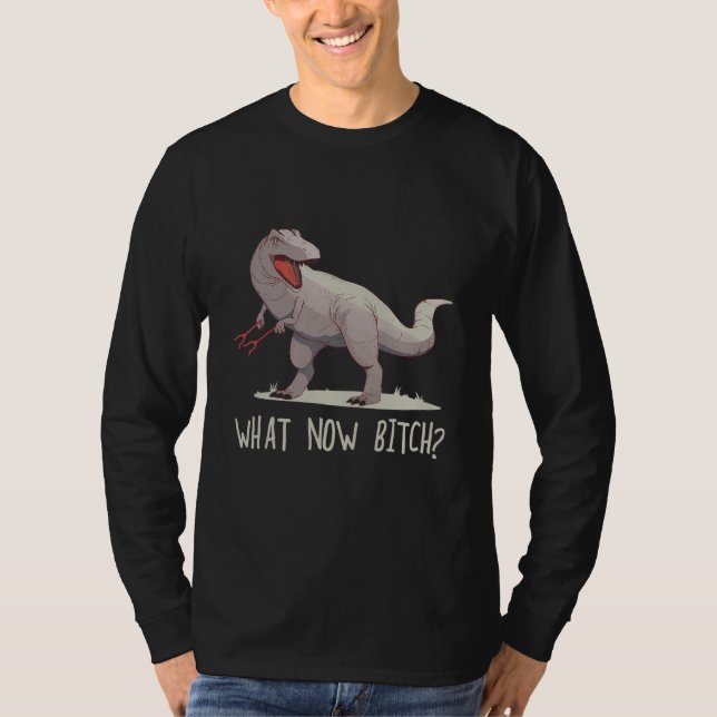 What Now  Rex raptor Dinosaur Graphic Tee (Framsida)