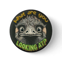 "What Ostrich" Funny Face Button