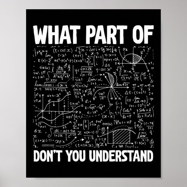 What Part Of Don't You Understand Funny Math Mathe Poster (Framsidan)