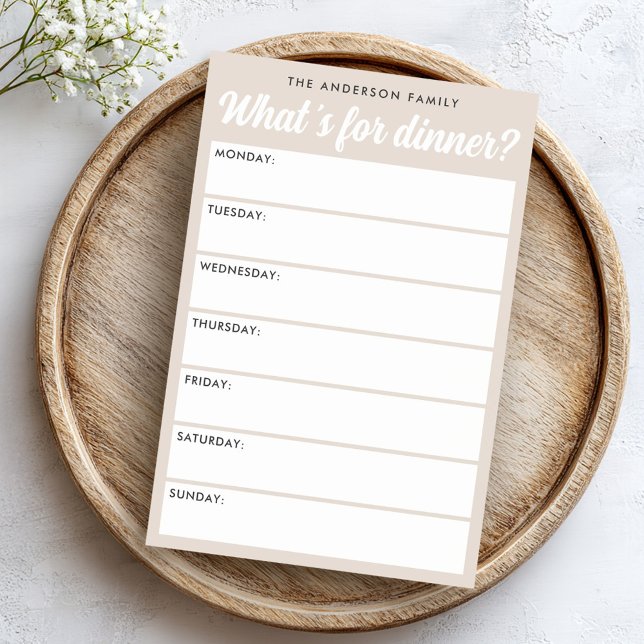 What 's for dinner light brown weekly planner post-it block (What 's for dinner light brown weekly planner post-it notes)