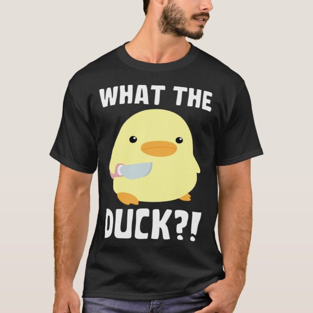 What The Duck   Duck With Knife Meme T Shirt (Framsida)