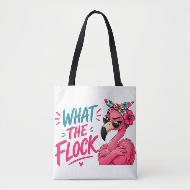 What The Flock - Rosa Flamingo Solglasögon Tropisk Tygkasse (Framsida)