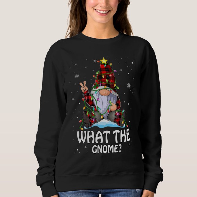 What The Gnome Buffalo Plaid Matching Christmas Tr T Shirt (Framsida)