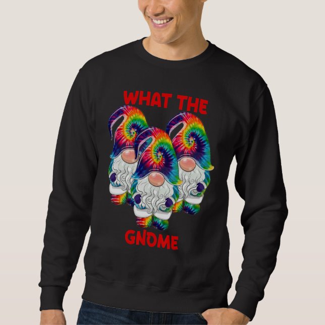 What The Gnome Merry Christmas Tie Dye Pajamas Lång Ärmad Tröja (Framsida)