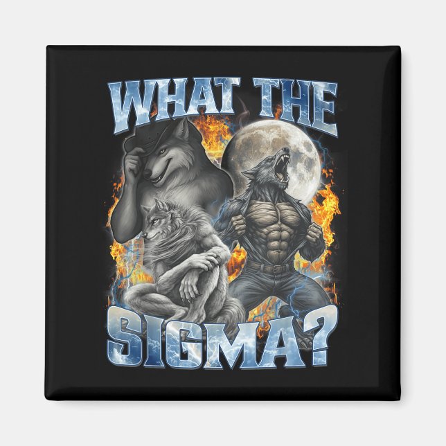 What The Sigma Cool Funny Alpha Wolf Werewolf Boot Magnet (Framsidan)