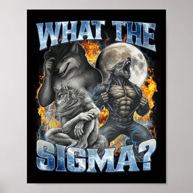 What The Sigma Cool Funny Alpha Wolf Werewolf Boot Poster (Framsidan)