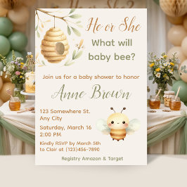 What Will Baby Bee Honey Bee Gender Reveal Inbjudningar