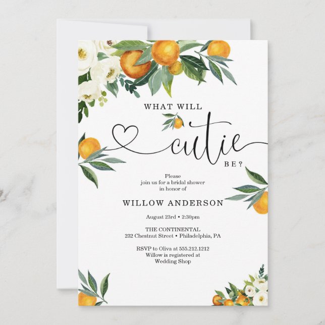 What Will Cutie Be Citrus Lemon Bridal Shower Inbjudningar (Framsida)
