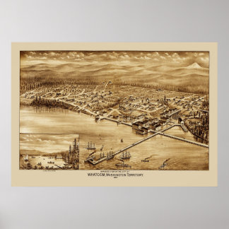 Whatcom Washington Panoramic Karta 1888 Poster