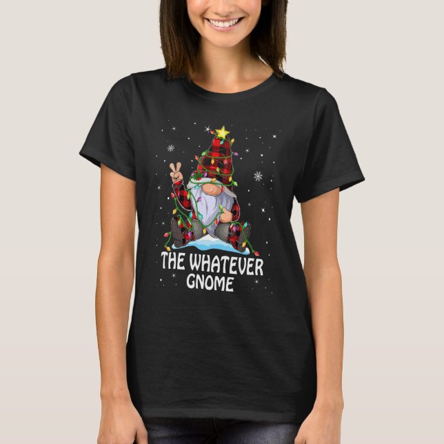 Whatever Gnome Buffalo Plaid Matching Christmas Tr T Shirt (Framsida)