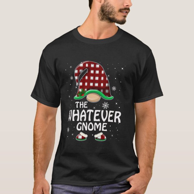 Whatever Gnome Buffalo Red Plaid Matching Family C T Shirt (Framsida)