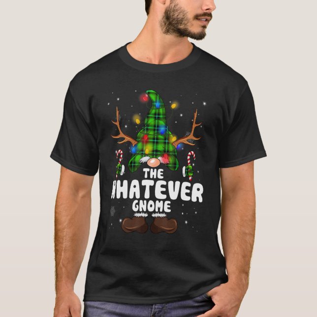 Whatever Gnome Reindeer Christmas Lights Pajama Fa T Shirt (Framsida)