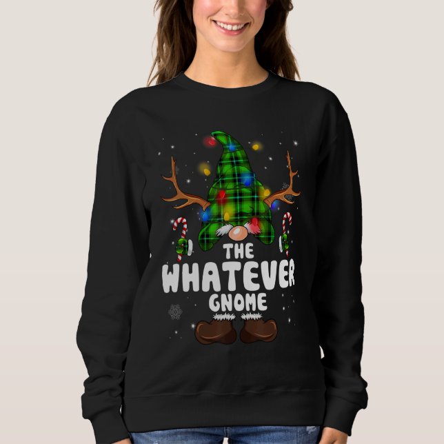 Whatever Gnome Reindeer Christmas Lights Pajama Fa T Shirt (Framsida)