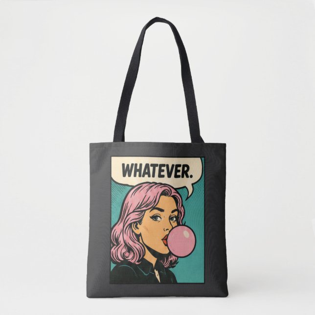 “Whatever” Retro Serietecknad Tygkasse (Framsida)