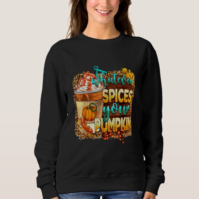 Whatever Spices Your Pumpkin Leopard Pumpkin Fall T Shirt (Framsida)