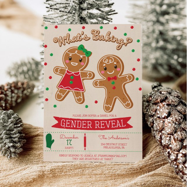What's Baking Gender Reveal-inbjudan Inbjudningar (What's Baking Gender Reveal Invite, Holiday Gender Reveal, Christmas Gender Reveal, Gingerbread )