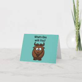 What's Gnu, Funny Buffalo Tecknad Animal Pun Kort